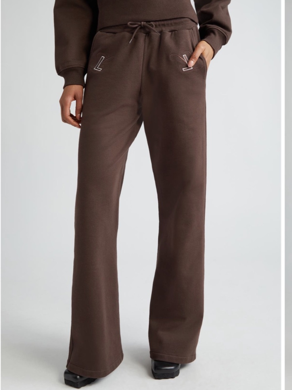 Luar Dark Brown Logo Window Drawstring Sweatpants Small NWT